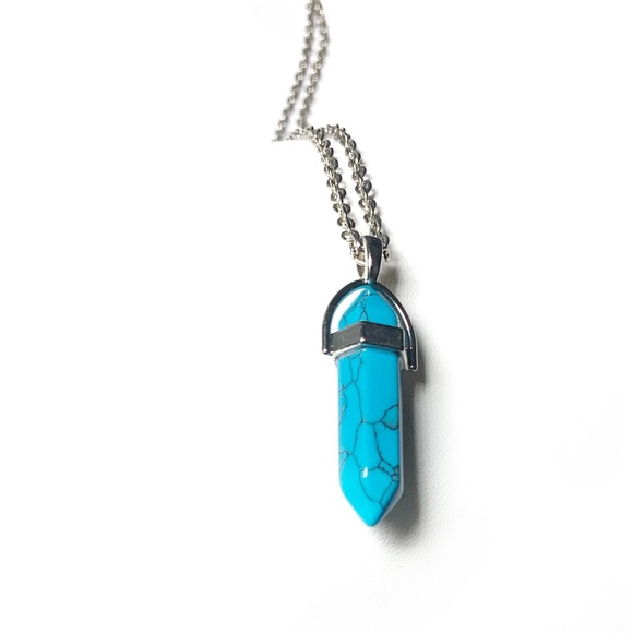 5/$20 NWOT man-made blue howlite stone pendant necklace - Picture 1 of 5